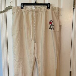 Cream Joggers with K. Haring Art
